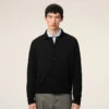 Cardigan negru din lână cu guler de cămășă și imprimeu Ami de Coeur Cardigan Cardigan negru din lână cu guler de cămășă și imprimeu Ami de Coeur Cardigan