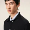 Cardigan negru din lână cu guler de cămășă și imprimeu Ami de Coeur Cardigan Cardigan negru din lână cu guler de cămășă și imprimeu Ami de Coeur Cardigan
