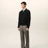 Cardigan negru din lână cu guler de cămășă și imprimeu Ami de Coeur Cardigan Cardigan negru din lână cu guler de cămășă și imprimeu Ami de Coeur Cardigan