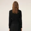 Cardigan negru din lână cu guler rotund și Ami de Coeur în contrast