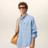 Cămașă Ami de Coeur din bumbac albastru, croială dreaptă, cu broderie Cămașă Ami de Coeur din bumbac albastru, croială dreaptă, cu broderie