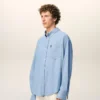 Cămașă Ami de Coeur din bumbac albastru, croială dreaptă, cu broderie Cămașă Ami de Coeur din bumbac albastru, croială dreaptă, cu broderie