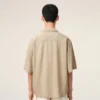 Cămașă boxy Ami Paris cu mâneci scurte, brodată, de culoare bej