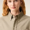 Cămașă scurtă din bumbac bej cu model Ami de Coeur în relief