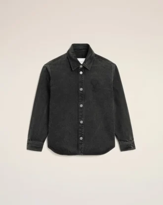 Cămașă suprapusă Ami de Coeur din bumbac tricotat negru