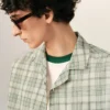 Cămașă verde din bumbac în carouri, cu croi drept