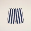 Costum de baie cu dungi lungi albe și bleumarin Costum de baie cu dungi lungi albe și bleumarin