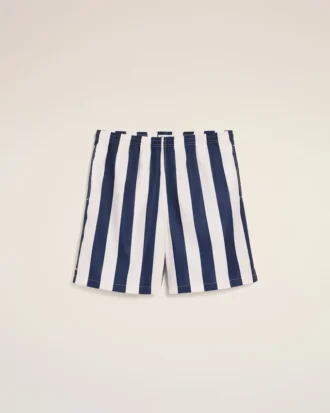 Costum de baie cu dungi lungi albe și bleumarin