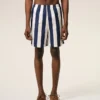 Costum de baie cu dungi lungi albe și bleumarin Costum de baie cu dungi lungi albe și bleumarin