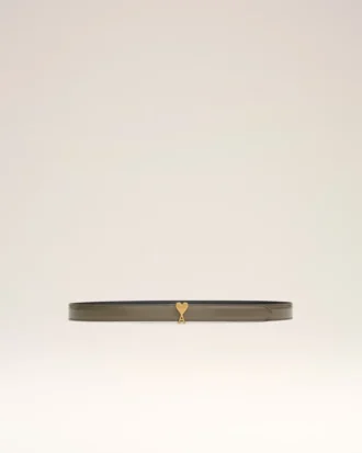 Curea Ami de Coeur din piele maro lucioasă, cu cataramă de 25 mm