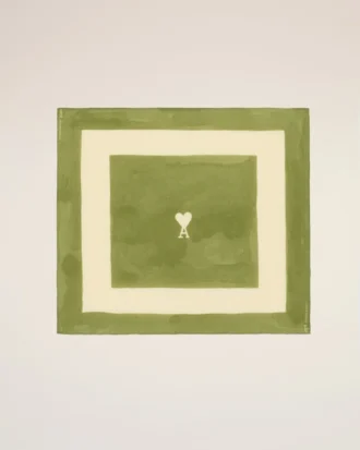 Eșarfă din bumbac verde cu imprimeu Ami de Coeur