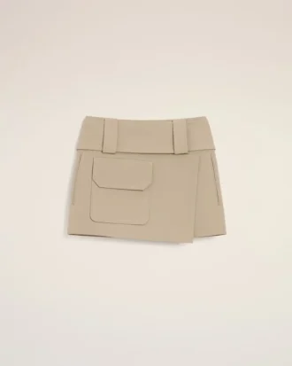 Fustă mini din bumbac bej
