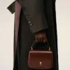 Geantă Paris Paris cu mâner din piele lustruită de culoare burgund