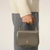Geantă Paris Paris cu mâner superior din piele lustruită gri