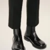 Ghete Chelsea cu vârf anatomic din piele neagră