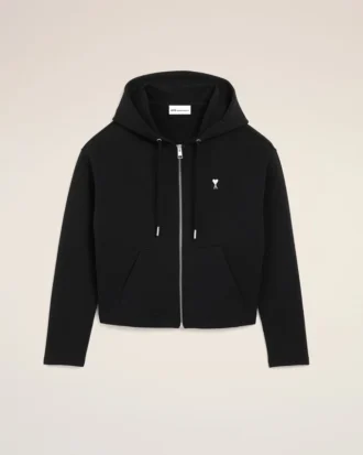 hanorac cu glug i fermoar ami de coeur din bumbac negru 1 1 330x413 - Hanorac cu glugă și fermoar Ami de Coeur din bumbac negru