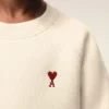 Hanorac cu guler rotund din bumbac alb Ami de Coeur