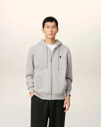 Hanorac gri din bumbac cu contrast Ami de Coeur Hoodie