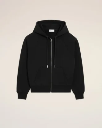Hanorac negru din bumbac cu fermoar și imprimeu Ami de Coeur Hoodie