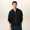 Hanorac negru din bumbac cu fermoar și imprimeu Ami de Coeur Hoodie Hanorac negru din bumbac cu fermoar și imprimeu Ami de Coeur Hoodie