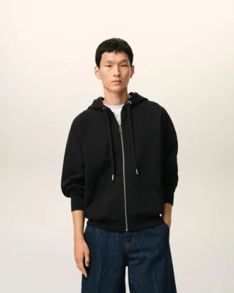 Hanorac negru din bumbac cu fermoar și imprimeu Ami de Coeur Hoodie