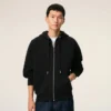 Hanorac negru din bumbac cu fermoar și imprimeu Ami de Coeur Hoodie Hanorac negru din bumbac cu fermoar și imprimeu Ami de Coeur Hoodie