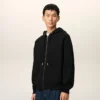 Hanorac negru din bumbac cu fermoar și imprimeu Ami de Coeur Hoodie Hanorac negru din bumbac cu fermoar și imprimeu Ami de Coeur Hoodie