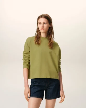Hanorac scurt din bumbac verde Ami de Coeur