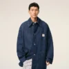 Jachetă de lucru Ami Paris Heritage Label din bumbac albastru Jachetă de lucru Ami Paris Heritage Label din bumbac albastru