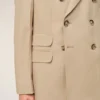Jachetă dreaptă bej din lână nouă, cu două rânduri de nasturi Jachetă dreaptă bej din lână nouă, cu două rânduri de nasturi