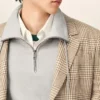 Jachetă dreaptă din lână maro cu model Prince of Wales Jachetă dreaptă din lână maro cu model Prince of Wales