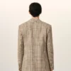 Jachetă dreaptă din lână maro cu model Prince of Wales Jachetă dreaptă din lână maro cu model Prince of Wales