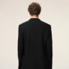 Jachetă dreaptă din lână nouă, neagră, cu un singur rând de nasturi Jachetă dreaptă din lână nouă, neagră, cu un singur rând de nasturi