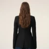 Jachetă negru din lână nouă, cu un singur rând de nasturi