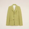 Jachetă verde din lână nouă, cu un singur rând de nasturi, croială ajustată Jachetă verde din lână nouă, cu un singur rând de nasturi, croială ajustată