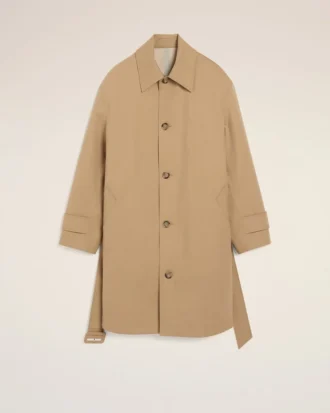 Palton bej din bumbac twill hidrofug, cu curele