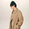 Palton bej din bumbac twill hidrofug, cu curele Palton bej din bumbac twill hidrofug, cu curele