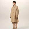 Palton bej din bumbac twill hidrofug, cu curele Palton bej din bumbac twill hidrofug, cu curele