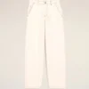 Pantaloni albi din bumbac cu croială largă Pantaloni albi din bumbac cu croială largă
