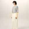 Pantaloni albi din bumbac cu croială largă Pantaloni albi din bumbac cu croială largă