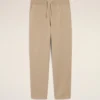 Pantaloni bej din bumbac cu talie elastică
