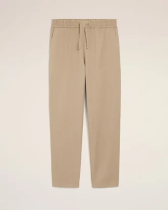 Pantaloni bej din bumbac cu talie elastică