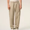 Pantaloni bej din bumbac cu talie elastică