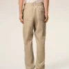 Pantaloni bej din bumbac cu talie elastică