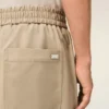 Pantaloni bej din bumbac cu talie elastică