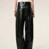 Pantaloni cu centură din piele de miel neagră Pantaloni cu centură din piele de miel neagră