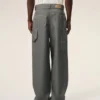 Pantaloni de lucru din lână nouă, de culoare gri Pantaloni de lucru din lână nouă, de culoare gri