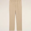 Pantaloni din lână bej cu talie elastică Pantaloni din lână bej cu talie elastică