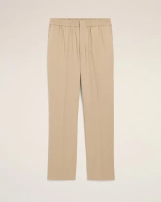 Pantaloni din lână bej cu talie elastică
