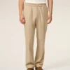 Pantaloni din lână bej cu talie elastică Pantaloni din lână bej cu talie elastică